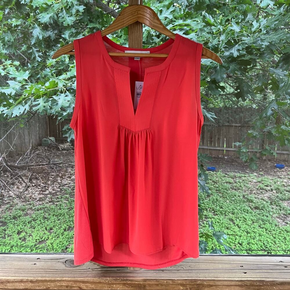 LOFT Women's Orange Sleeveless Pleated Top Size XS. NEW!